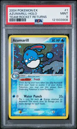 2004 POKEMON EX TEAM ROCKET RETURNS #1 AZUMARILL-HOLO PSA 9 - Image 1