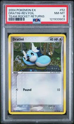 2004 POKEMON EX TEAM ROCKET RETURNS #52 DRATINI-REVERSE FOIL PSA 8 - Image 1