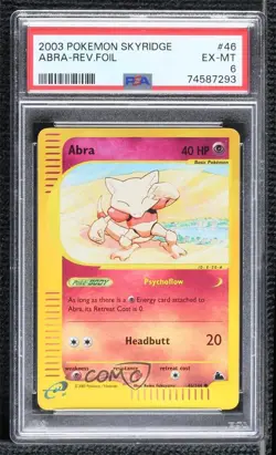 Abra Reverse Foil Pokemon e-Card Series Skyridge PSA 6 2003 - Image 1