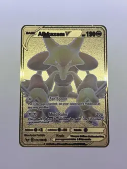 Alakazam V 172/185 HP190 Gold Metal Fan Art High Quality Display Card RARE NM - Image 1