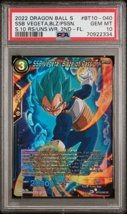 SSB Vegeta, Blaze Of Passion - BT10-040 - Dragon Ball Super Card PSA 10 POP 2 - Image 1