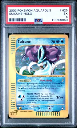 2003 Pokemon Aquapolis #H25 Suicune Holo PSA 5 EX - Image 1