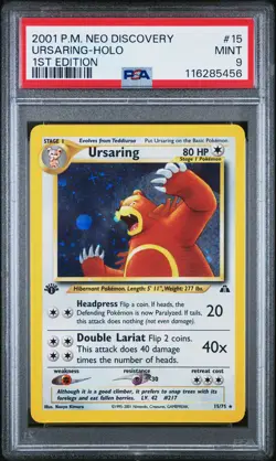2001 Pokemon Neo Discovery #15 Ursaring Holo 1st Edition PSA 9 MINT - Image 1