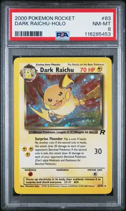 2000 Pokemon Rocket #83 Dark Raichu Holo PSA 8 NM-MINT - Image 1