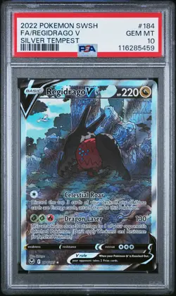 2022 Pokemon Sword & Shield Silver Tempest #184 Full Art Regidrago V PSA 10 - Image 1