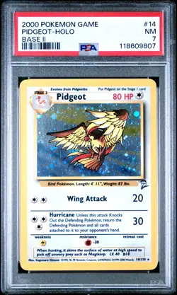 2000 Pokemon Game Base Set II 2 #14 Pidgeot Holo PSA 7 NM w/ SWIRL - Image 1