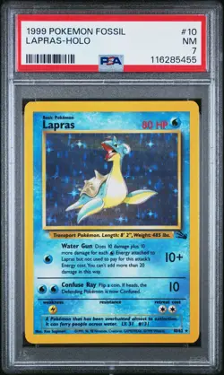 1999 Pokemon Fossil #10 Lapras Holo PSA 7 NM - Image 1