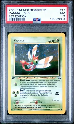 2001 Pokemon Neo Discovery #17 Yanma Holo 1st Edition PSA 7 NM - Image 1