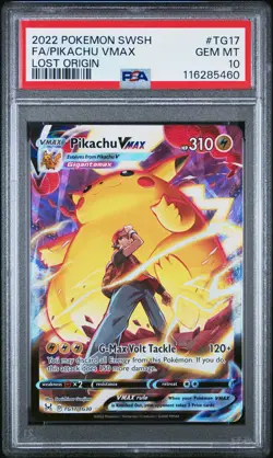 2022 Pokemon Sword & Shield Lost Origin #TG17 Full Art Pikachu Vmax PSA 10 - Image 1