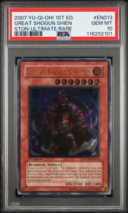 POP 5 Yugioh Great Shogun Shien STON-EN013 Ultimate Rare 1st Ed NM PSA 10 - Image 1