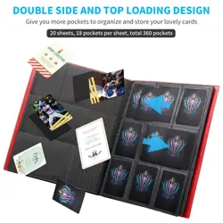 JIQEZNL Upgraded 9 Pockets Trading Card Collection Binder 360 Book Holder Al... - Image 4
