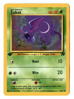 Vintage 2000 First Edition ZUBAT 70/82 Pokemon Card (Team Rocket Set) - Image 1