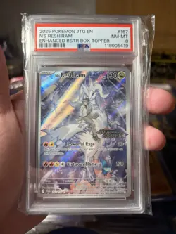 2025 POKEMON JOURNEY TOGETHER N'S RESHIRAM PROMO CARD 167/159 BOX TOPPER PSA 8 - Image 1