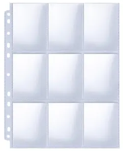 HERKKA Trading Card Sleeve Pages 100 Pack 9 Pocket Album Pages 11 Holes Fit 3 - Image 1