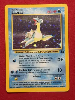 Pokemon TCG Lapras 10/62 Fossil Holo Rare Rare Card - Image 1