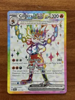 Pokemon Cinderace ex 157/142 Stellar Crown 2024 Ultra Rare Full Art Holo- NM - Image 1