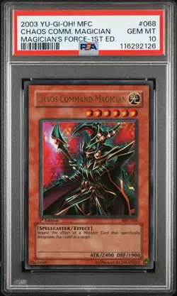 Yugioh PSA 10 Chaos Command Magician 1st Edition MFC-068 Ultra Rare 2003 - Image 1