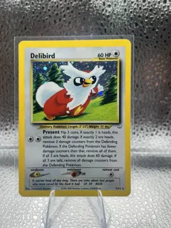 Delibird 5/64 Neo Revelation Pokemon Holo Foil Rare Card MP - Image 1