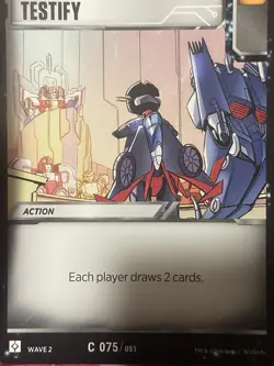 Transformers TCG Wave 2 Rise of The Combiners- Card: Testify - Image 1