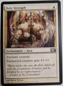 MTG Magic The Gathering Card Holy Strength Enchantment Aura White M11 - Image 1