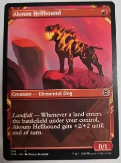 MTG Magic The Gathering Card Akoum Hellhound Creature Elemental Dog Red ZNR - Image 1