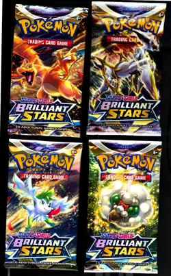 Pokemon TCG - Brilliant Stars Booster Pack Art Set - Lot Of 4 Packs Brand New 10 - Image 1