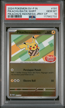 Pokemon TCG Pikachu Batik Shirt Reverse Holo 191 Exclusive Promo PSA 10 - Image 1
