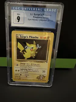 2000 POKEMON GYM HEROES LT SURGE’S PIKACHU #81 -CGC 9 MINT -FRESHLY GRADED RARE! - Image 1