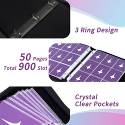 Trading Card Binder, 9 Pocket Sleeves Compatible with 900 Lorcana Cards, fits... - Image 5