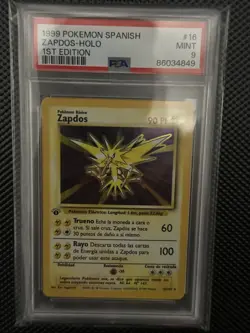 1999 Pokemon Spanish Base Set 16 Zapdos Holo 1st Edition PSA 9 - Image 1