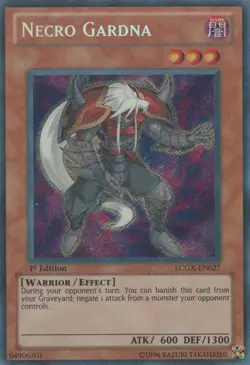 YUGIOH Necro Gardna LCGX-EN027 1st edition Secret Rare NM - Image 1