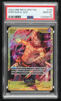 2024 One Piece Card Game: 500 Years in The Future OP07 Portgas DAce PSA 10 - Image 1