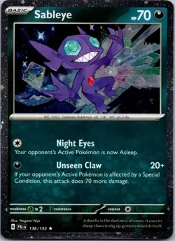 Sableye 136/193 Cosmos Holo Promo Paldea Evolved Pokemon Card NM - Image 1