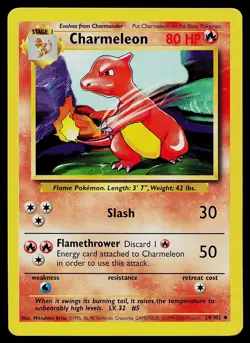 Pokemon Card - Charmeleon Base Set UK 4th Print 1999-2000 24/102 - Image 1