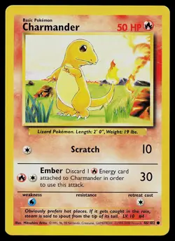 Pokemon Card - Charmander Base Set UK 4th Print 1999-2000 46/102 - Image 1