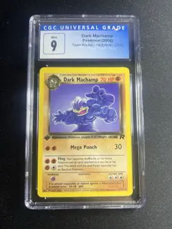 2000 Pokemon - 1st Edition Dark Machamp Rare - Team Rocket 27/82 - CGC 9 Mint! - Image 1