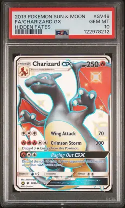 CHARIZARD GX FULL ART FA PSA 10 2019 POKEMON SM HIDDEN FATES #SV49/SV94 GEM MINT - Image 1
