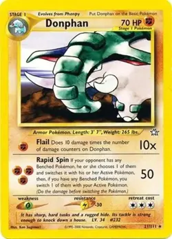 Donphan 21/111 Neo Genesis Pokemon Card MP - Image 1