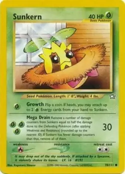 Sunkern 78/111 Neo Genesis Pokemon Card LP - Image 1