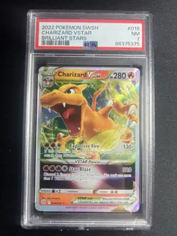 2022 POKEMON SWORD & SHIELD BRILLIANT STARS #018 CHARIZARD VSTAR PSA 7 - Image 1