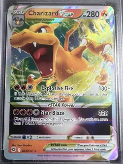2022 POKEMON SWORD & SHIELD BRILLIANT STARS #018 CHARIZARD VSTAR PSA 7 - Image 3