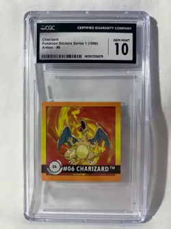 1999 Pokemon Charizard - ArtBox Stickers Series 1 #6 CGC 10 Gem Mint - Image 1