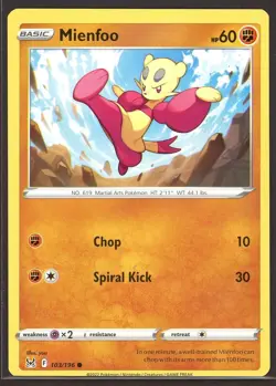 Mienfoo Miscut Error Pokemon Card Lost Origin 103 Common - Image 1