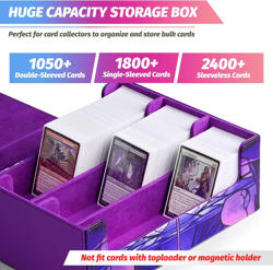 Card Storage Box for MTG, Trading Card Deck Box Holds 1800+ with 6 Dividers, Lea - Image 3