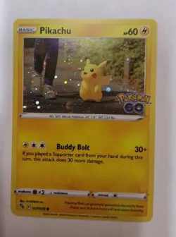 Pokemon TCG Sword & Shield Pokemon GO 27/78 Cosmos Holo Pikachu Swirl - Image 1