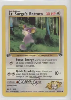 Lt Surge's Rattata 1st Ed. Pokemon Gym Challenge #85 2000 READ - Image 1