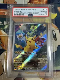 2022 Pokemon Card Pikachu 001/Sv-P PSA10 - Image 1