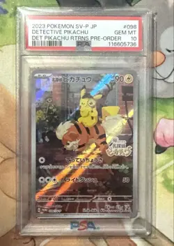 Pokemon Card Detective Pikachu Promo PSA10 - Image 1