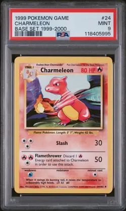 PSA 9 Charmeleon 24/102 Base Set Pokemon Card WOTC 1999-2000 4th Print - Mint - Image 1