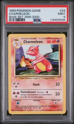 PSA 9 Charmeleon 24/102 Base Set Pokemon Card WOTC 1999-2000 4th Print - Mint - Image 3